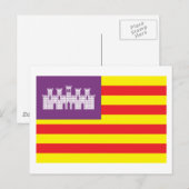 Briefkaart van de vlag van de Balearen (Voorkant / Achterkant)