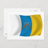 Briefkaart van de vlag van de Canarische eilanden (Voorkant / Achterkant)