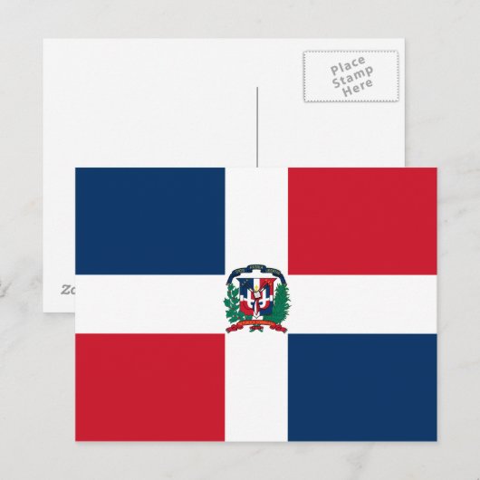 Briefkaart van de vlag van de Dominicaanse Republi (Voorkant / Achterkant)