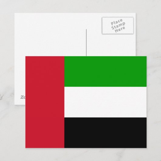 Briefkaart van de vlag van de Verenigde Arabische  (Voorkant / Achterkant)