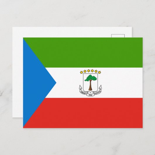Briefkaart van de vlag van Equatoriaal-Guinea (Voorkant / Achterkant)