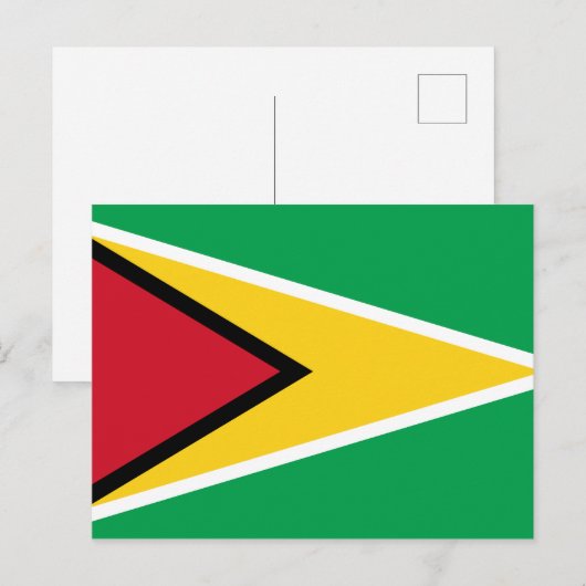 Briefkaart van de vlag van Guyana (Guyanese) (Voorkant / Achterkant)