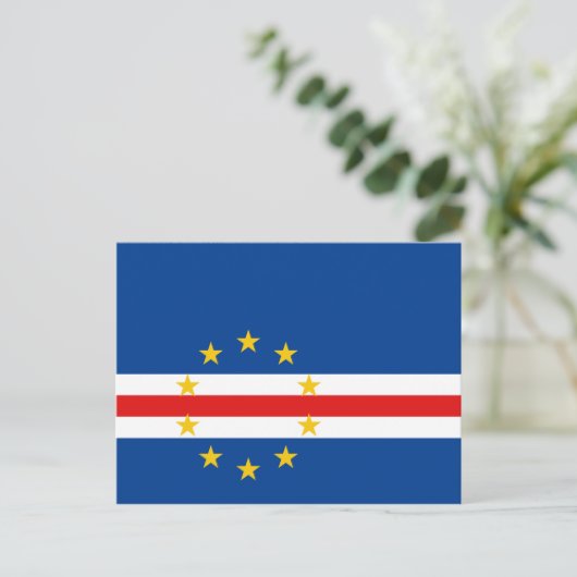 Briefkaart van de vlag van Kaapverdië (Staand voorkant)