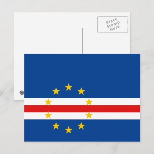 Briefkaart van de vlag van Kaapverdië (Voorkant / Achterkant)