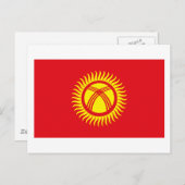Briefkaart van de vlag van Kirgizië (Voorkant / Achterkant)