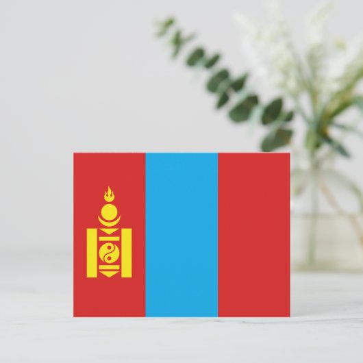 Briefkaart van de vlag van Mongolië (Staand voorkant)