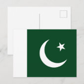 Briefkaart van de vlag van Pakistan (Pakistan) (Voorkant / Achterkant)
