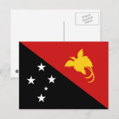 Briefkaart van de vlag van Papoea-Nieuw-Guinea (Voorkant / Achterkant)