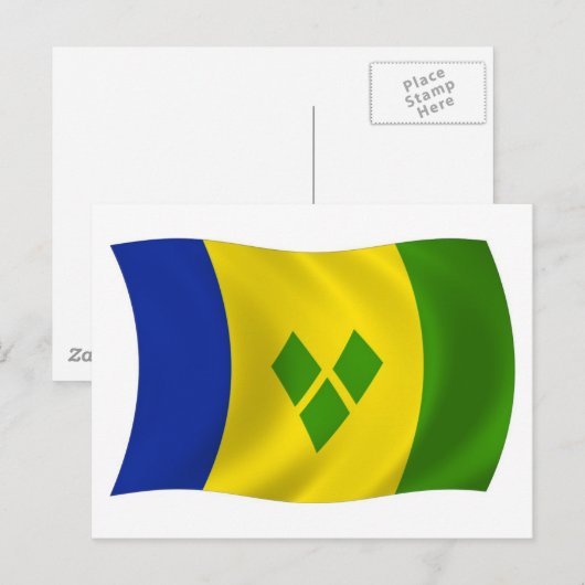 Briefkaart van de vlag van Saint Vincent Grenadine (Voorkant / Achterkant)