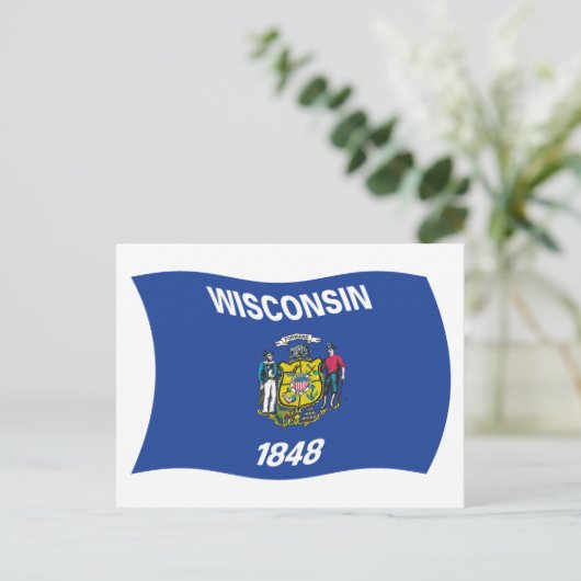 Briefkaart van de vlag van Wisconsin (Staand voorkant)