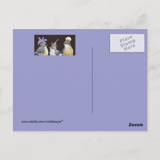 Briefkaart van de vleesvogelfamilie (Achterkant)