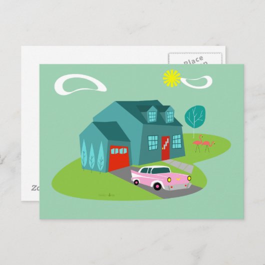 Briefkaart van de voorstad Retro (Voorkant / Achterkant)