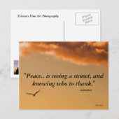 Briefkaart van de vreedzame zonsondergang (Voorkant / Achterkant)