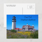 Briefkaart van de vuurtoren van Cape Cod Highland (Voorkant / Achterkant)