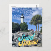 Briefkaart van de vuurtoren van Saint Simons Islan (Voorkant / Achterkant)