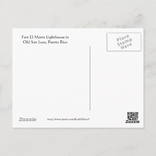 Briefkaart van de vuurtoren van San Juan (Achterkant)