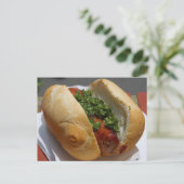 Briefkaart van de warme hond (Staand voorkant)