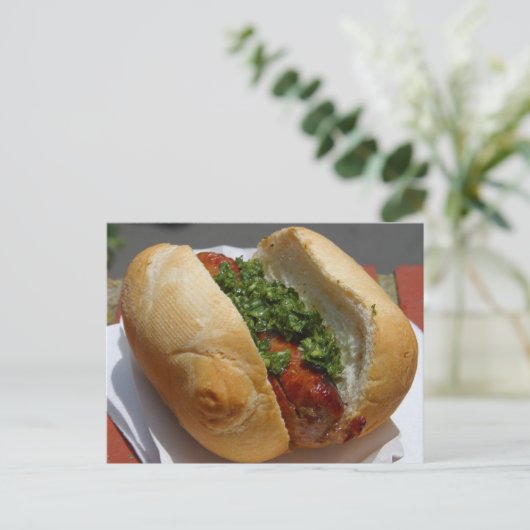 Briefkaart van de warme hond (Staand voorkant)