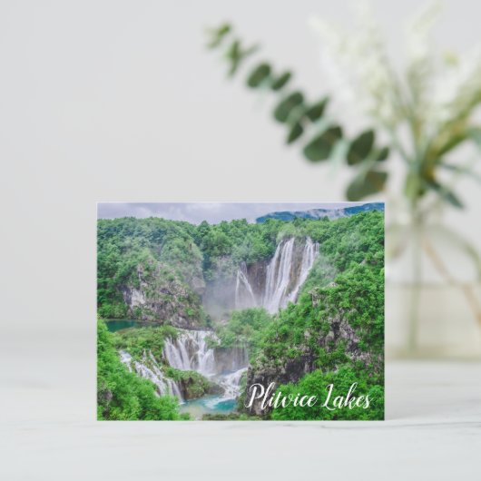 Briefkaart van de waterval van de plitandermeren (Staand voorkant)