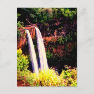 Briefkaart van de watervallen van Hawaiian