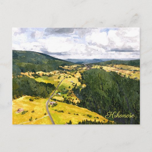 Briefkaart van de Waterverf Krkonoše Mountains (Voorkant)