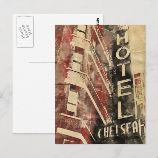 Briefkaart van de Waterverf van het Hotel van (Voorkant / Achterkant)