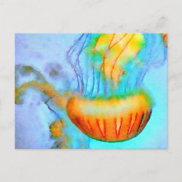 Briefkaart van de Waterverf van kwallen