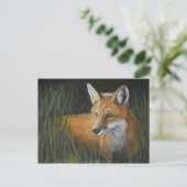 Briefkaart van de wayward Red Fox Animal Art (Staand voorkant)