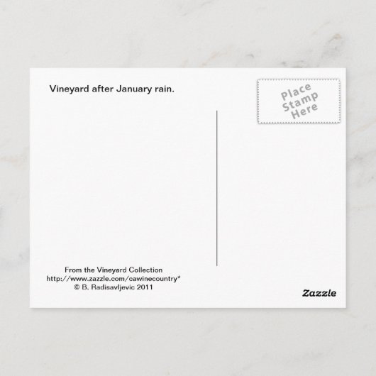 Briefkaart van de werf van Paso Robles in januari (Achterkant)