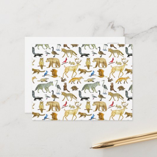 Briefkaart van de wilde dieren van de Grote Meren (Voorkant / Achterkant in situ)