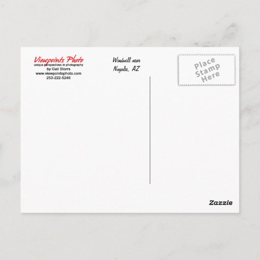 Briefkaart van de windmolen (Achterkant)