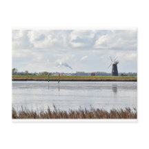Briefkaart van de windmolen van de Norfolk Broads