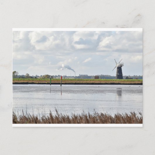 Briefkaart van de windmolen van de Norfolk Broads (Voorkant)