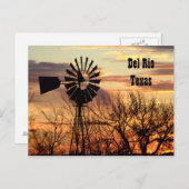 Briefkaart van de windmolen van Del Rio Texas (Voorkant / Achterkant)