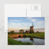 Briefkaart van de windmolen van Groeten uit Nederl (Voorkant / Achterkant)