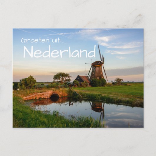 Briefkaart van de windmolen van Groeten uit Nederl (Voorkant)