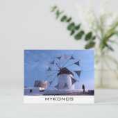 Briefkaart van de windmolen van Mykonos (Staand voorkant)
