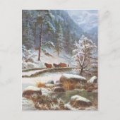 Briefkaart van de Winterscene met paarden en sneeu (Voorkant)