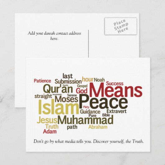 briefkaart van de woordvoerder-islam dawah (Voorkant / Achterkant)