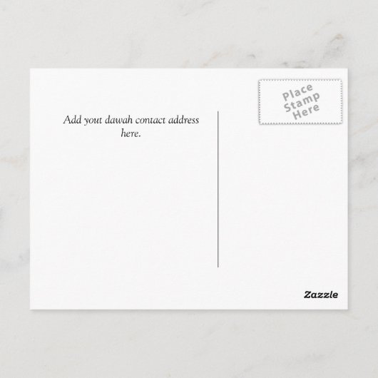 briefkaart van de woordvoerder-islam dawah (Achterkant)