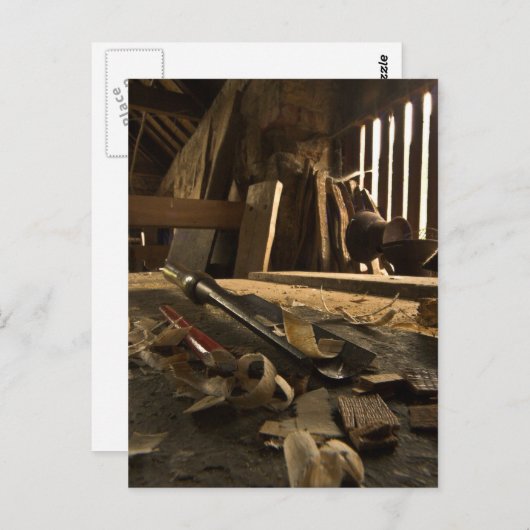 Briefkaart van de workshop van Carpenters Bezige (Voorkant / Achterkant)