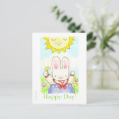 briefkaart van de zeilorkonijn Happy Day (Staand voorkant)