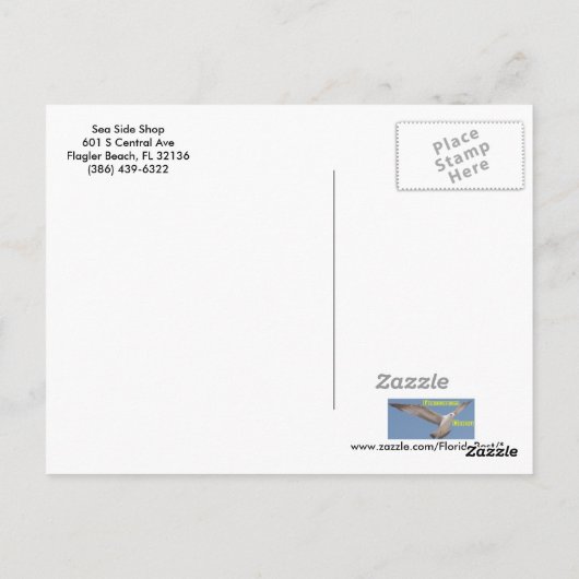 Briefkaart van de Zonnegeweer van Flagler Beach (Achterkant)