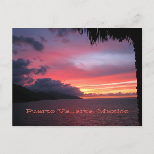 briefkaart van de zonsondergang in Puerto Vallarta (Voorkant)