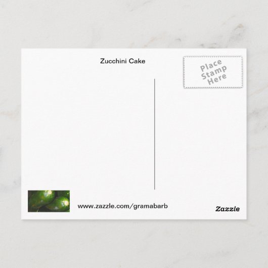 Briefkaart van de Zucchini Chocolate Cake van Loui (Achterkant)