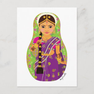 Briefkaart van de Zuid-Indische Bride Matryoshka