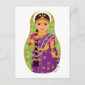 Briefkaart van de Zuid-Indische Bride Matryoshka (Voorkant)