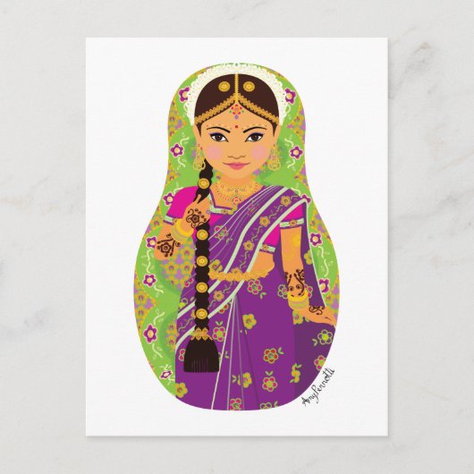 Briefkaart van de Zuid-Indische Bride Matryoshka (Voorkant)