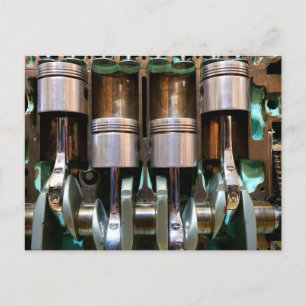 briefkaart van de zuigermotoren van auto's