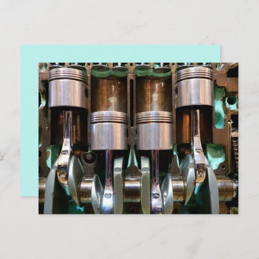 briefkaart van de zuigermotoren van auto's (Voorkant / Achterkant)